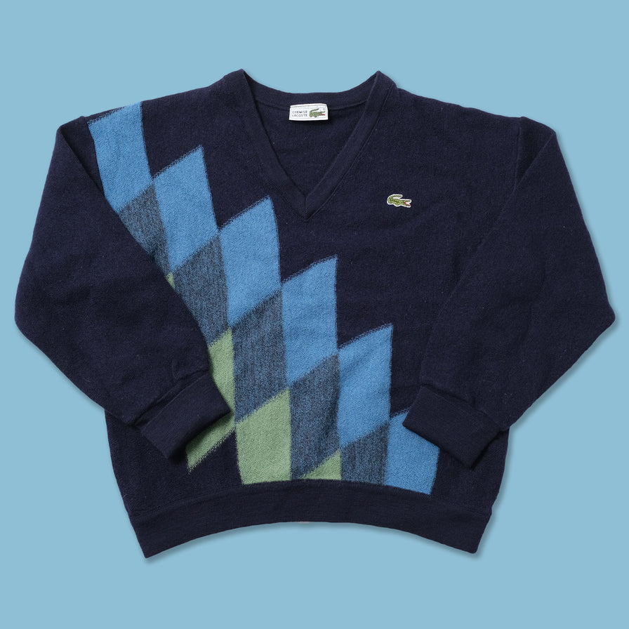 Vintage Lacoste V-Neck Knit Sweater Small