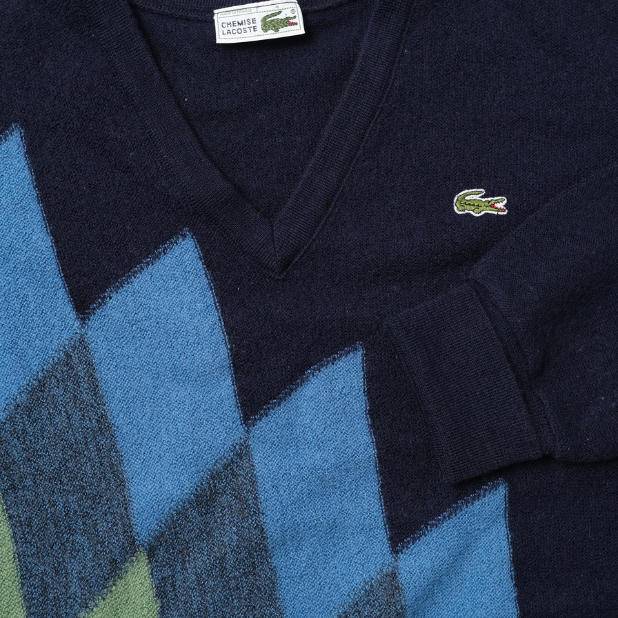 Vintage Lacoste V-Neck Knit Sweater Small