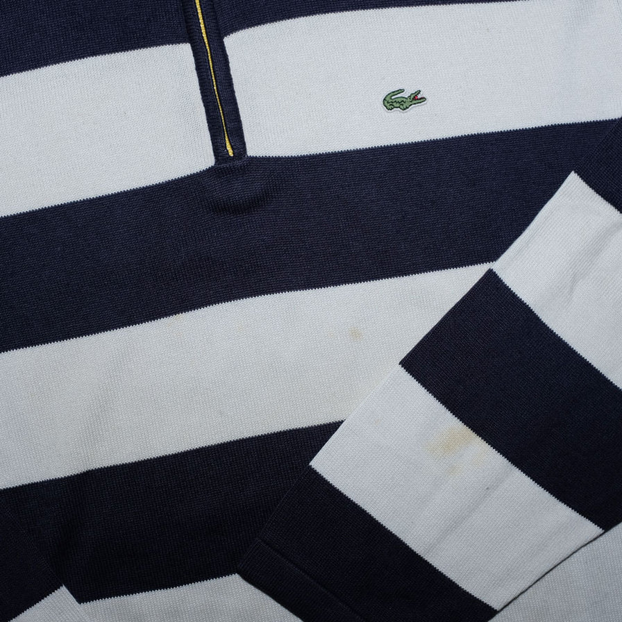 Vintage Lacoste Striped Q-Zip Sweater Large - Double Double Vintage