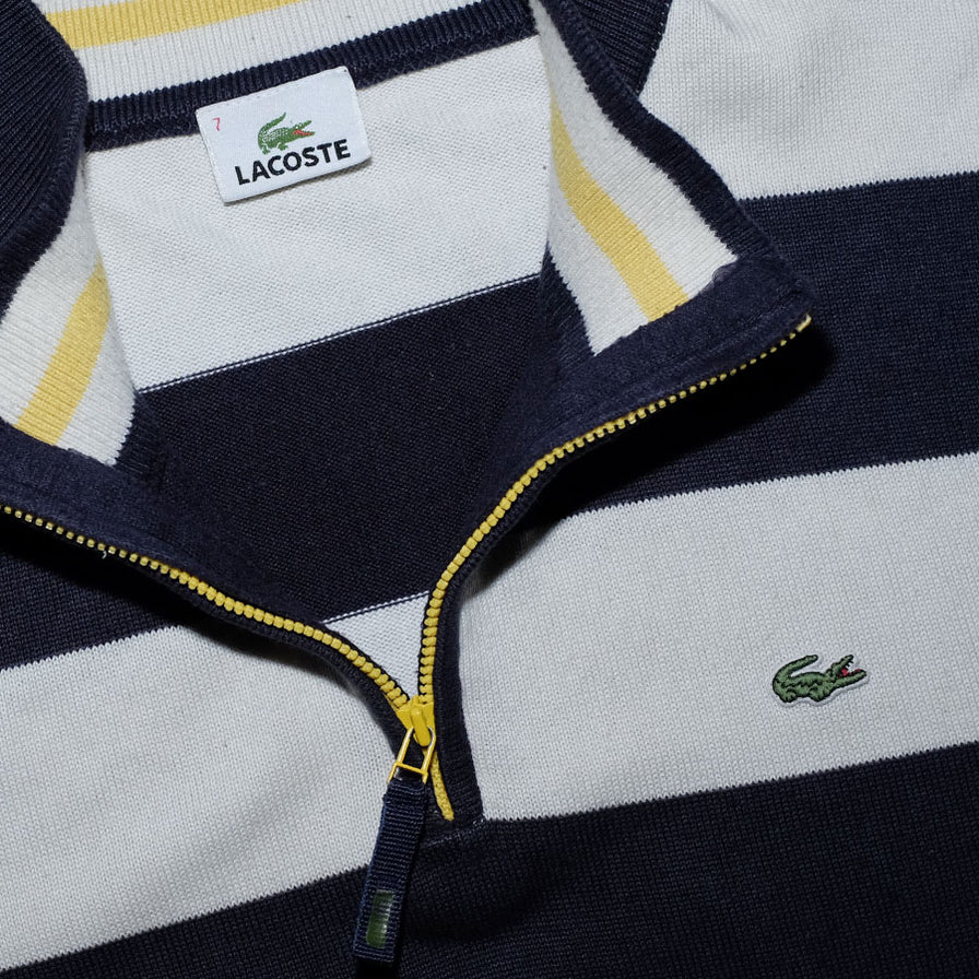 Vintage Lacoste Striped Q-Zip Sweater Large - Double Double Vintage