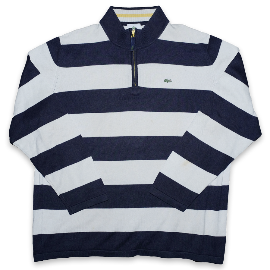 Vintage Lacoste Striped Q-Zip Sweater Large - Double Double Vintage
