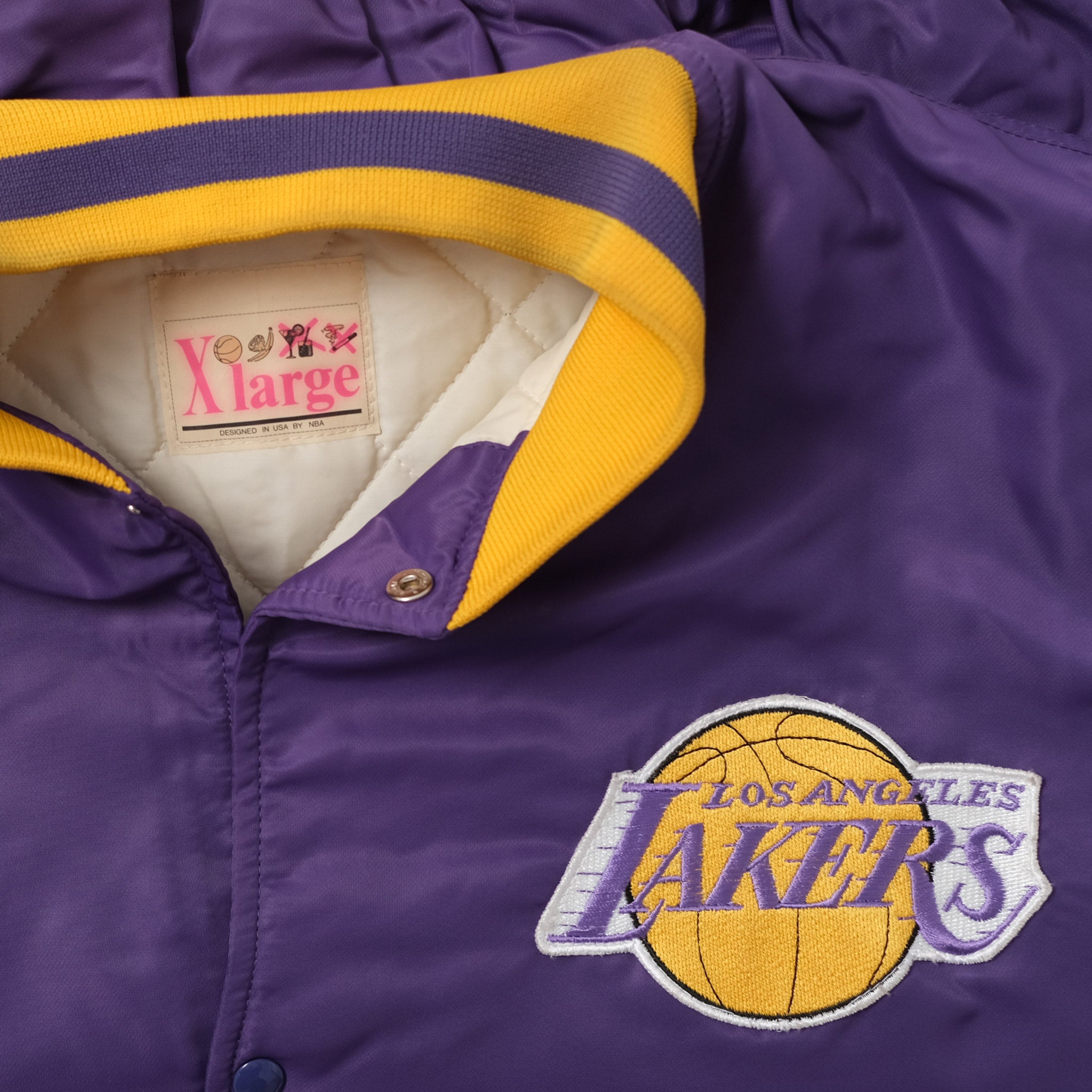 Vintage 1990's Purple Los Angeles Lakers Satin Starter Jacket Sz. XL