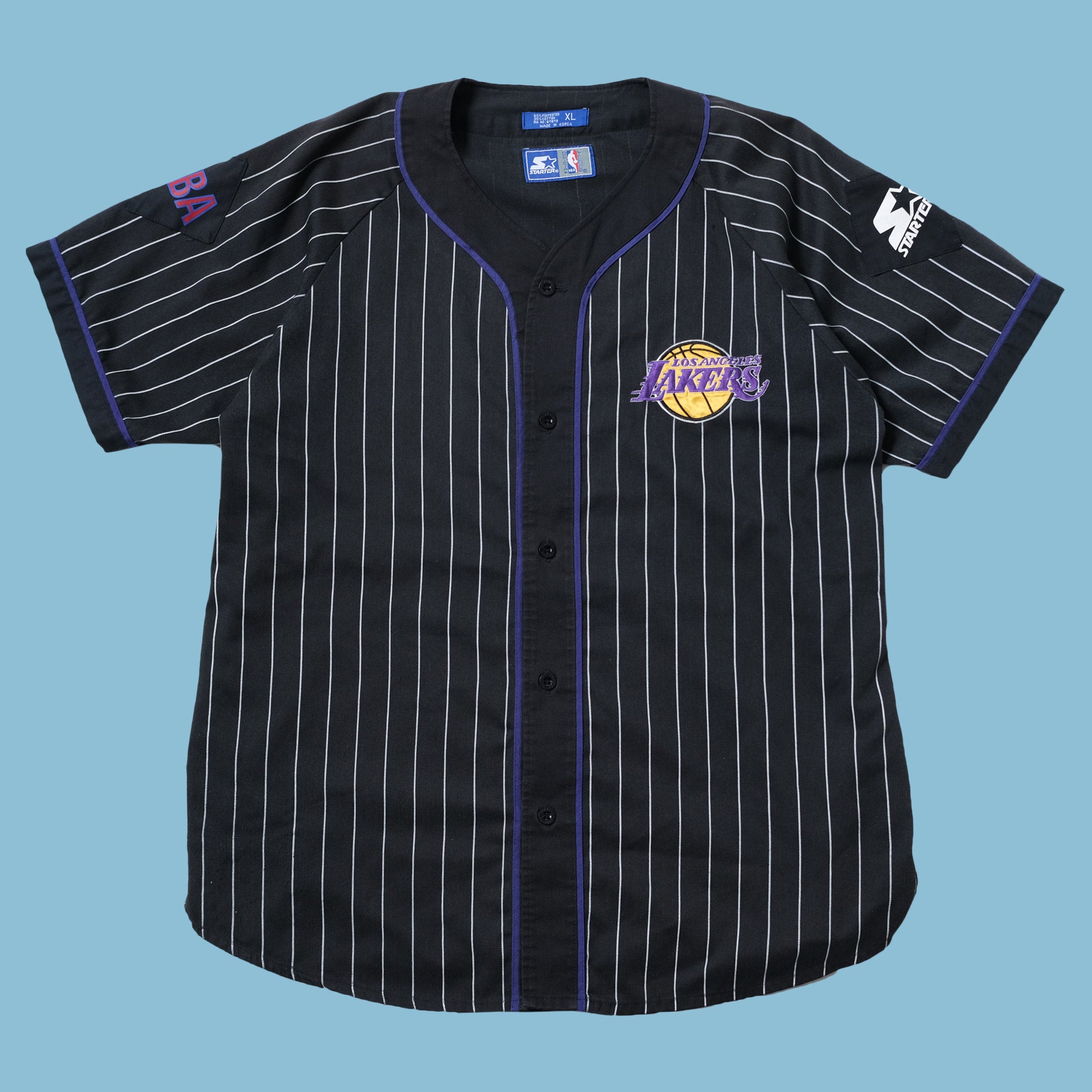 Vintage Starter Los Angeles Lakers Baseball Jersey XLarge Double