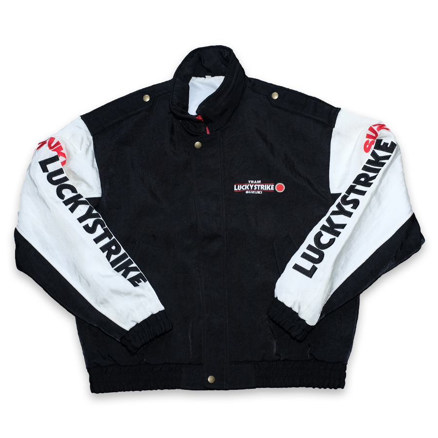 【極美品】 LUCKY STRIKE SUZUKI フード付ジャケット黒/L SUZUKI LUCKY STRIKE ジャケット - メルカリ
