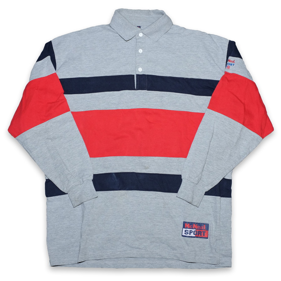 Vintage Striped Long Polo XLarge - Double Double Vintage