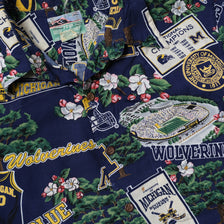Vintage Michigan Wolverines Pattern Shirt Medium