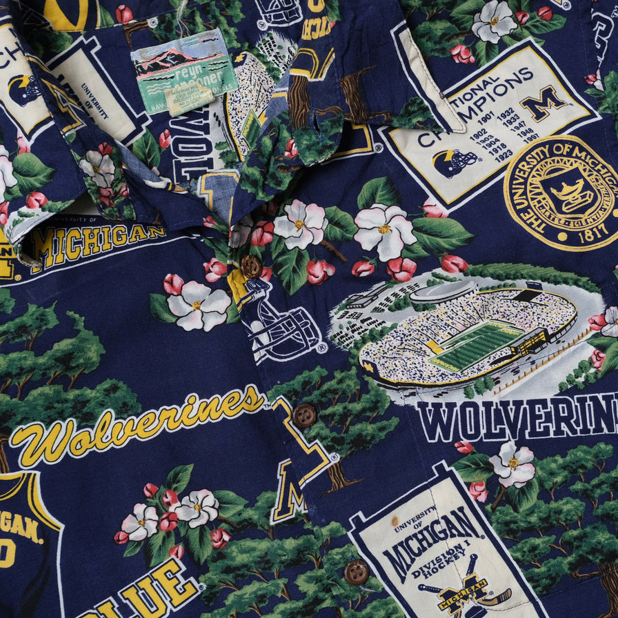 Vintage Michigan Wolverines Pattern Shirt Medium