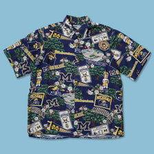 Vintage Michigan Wolverines Pattern Shirt Medium