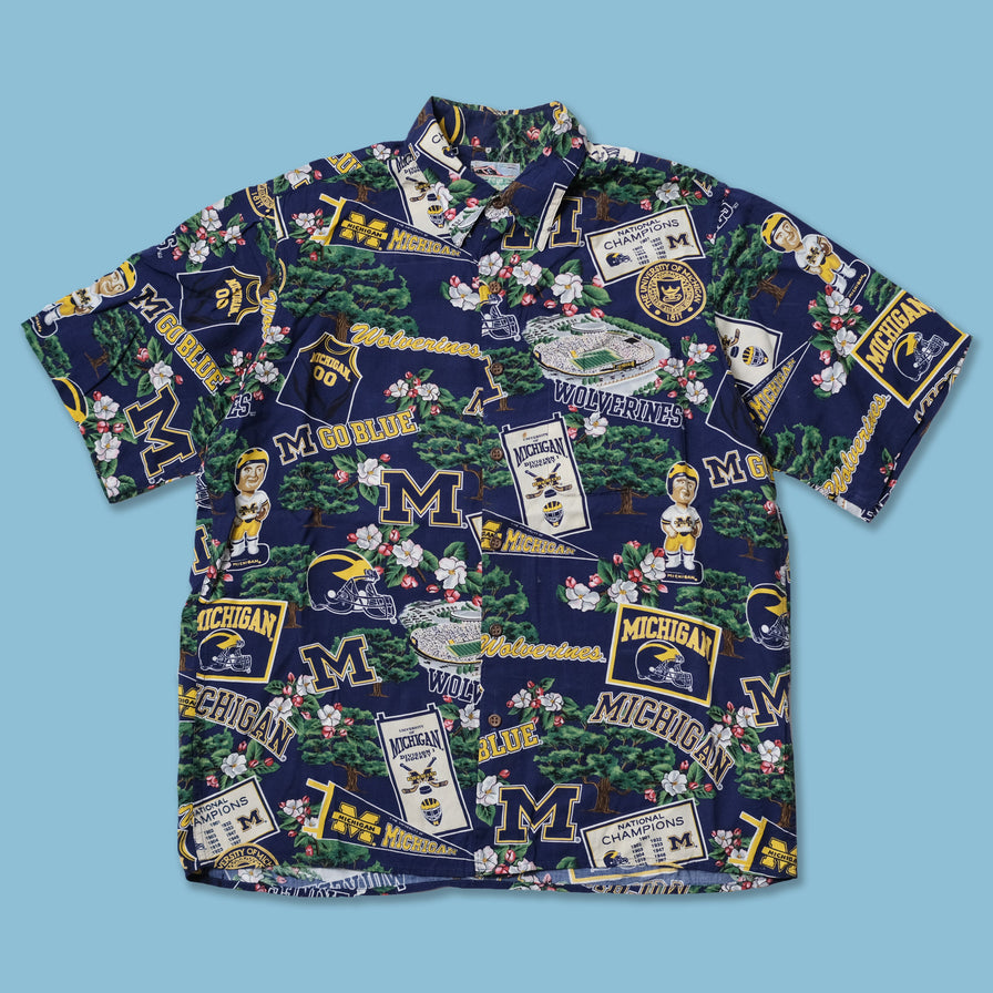 Vintage Michigan Wolverines Pattern Shirt Medium