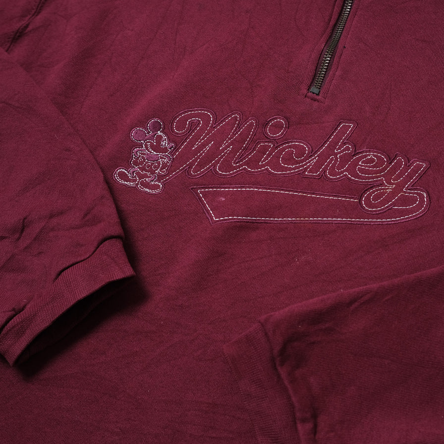 Vintage Mickey Mouse Q-Zip Sweater Large