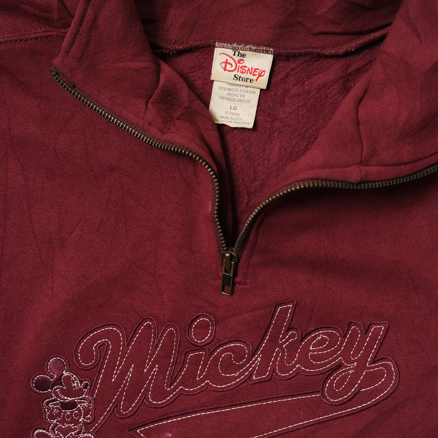 Vintage Mickey Mouse Q-Zip Sweater Large