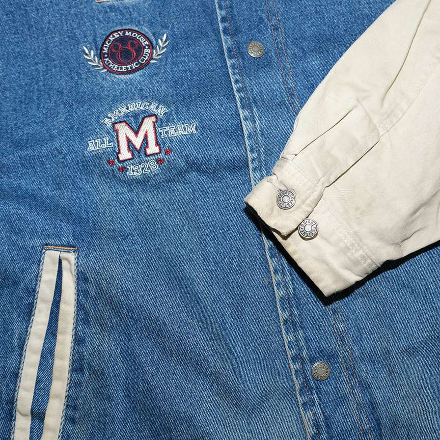 Vintage Mickey Mouse Denim College Jacket Large