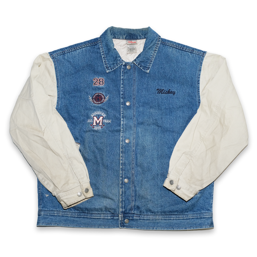Vintage Mickey Mouse Denim College Jacket Large