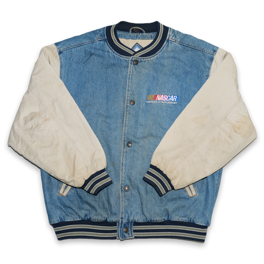 Vintage Nascar Denim College Jacket XLarge