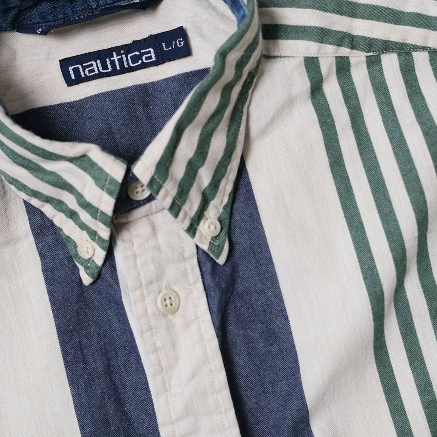 Vintage Nautica Vertical Striped Shirt Large / XLarge