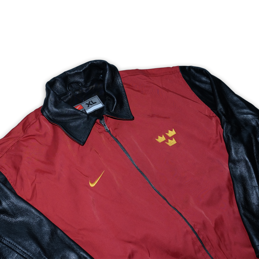 Rare Vintage Nike Leather Coach Jacket XLarge - Double Double Vintage