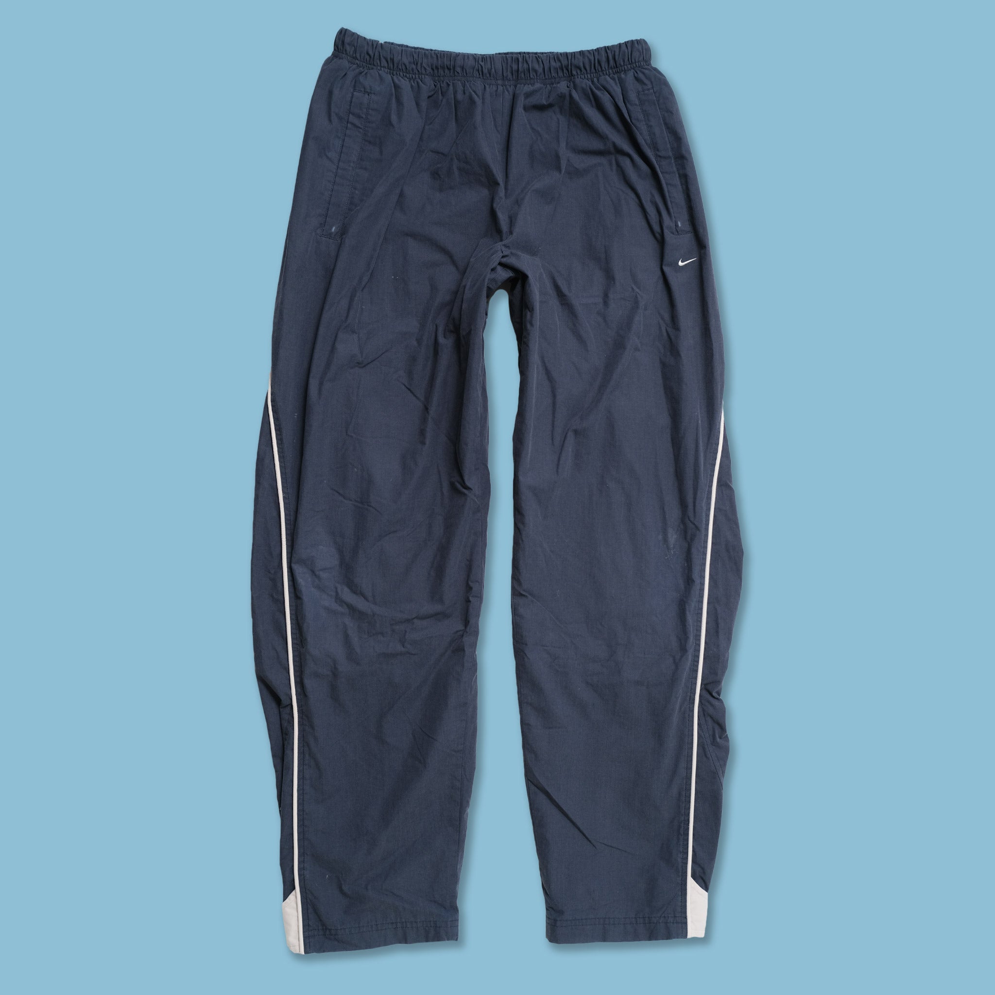 Vintage Nike Track Pants Navy Blue Nylon Sweatpants Light