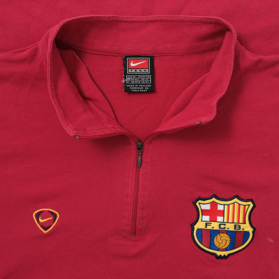 Vintage Nike FC Barcelona Q-Zip T-Shirt Medium