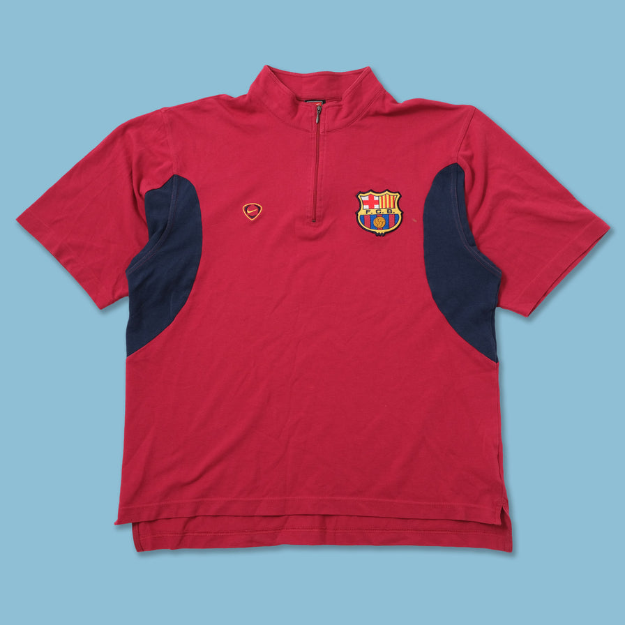 Vintage Nike FC Barcelona Q-Zip T-Shirt Medium