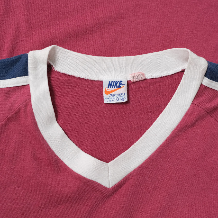 Vintage 80s Nike V-Neck T-Shirt Large