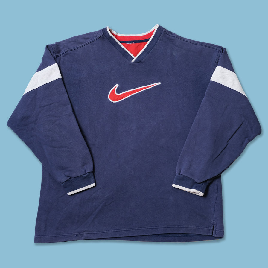Vintage Nike V-Neck Swoosh Sweater Large / XLarge