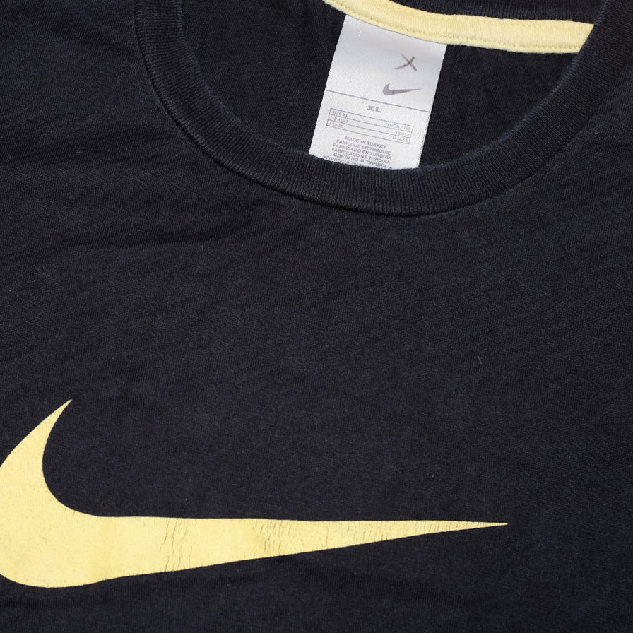Black nike shirt with yellow swoosh discount