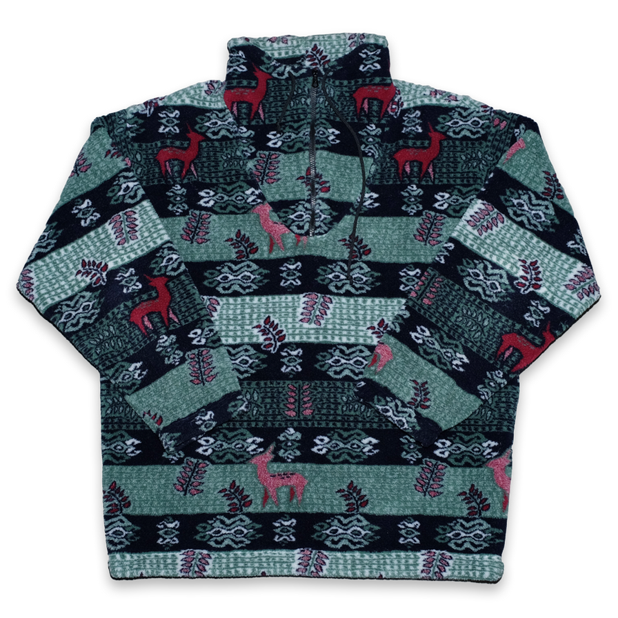 Vintage Pattern Q-Zip Fleece Large / XLarge - Double Double Vintage