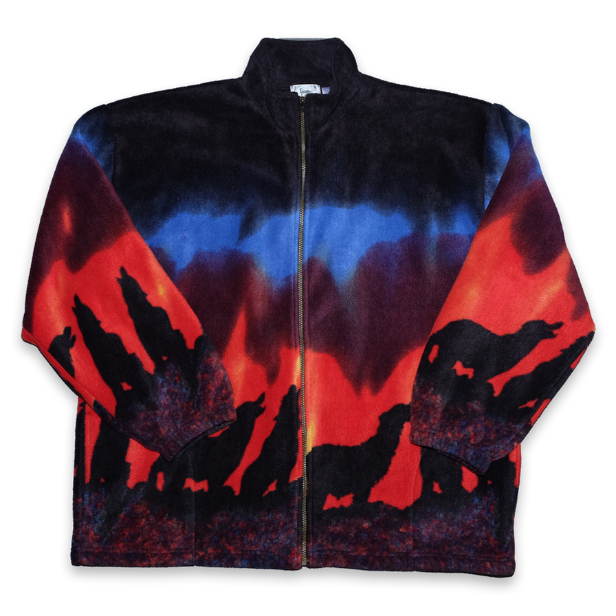 Vintage Wolves Fleece Jacket XLarge - Double Double Vintage
