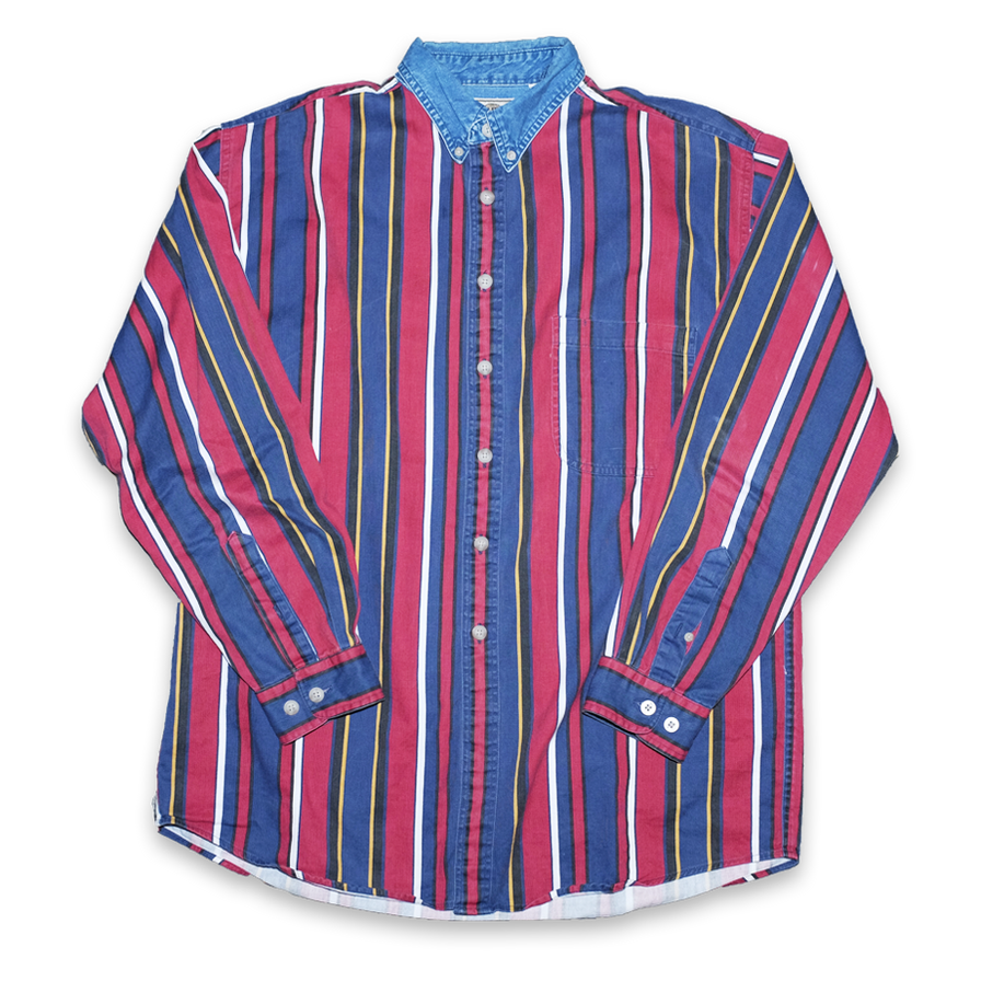 Vintage Denim Striped Shirt XLarge