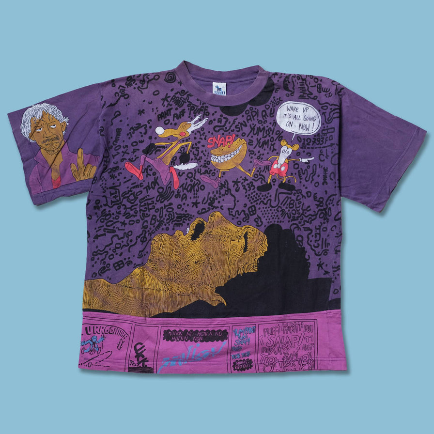 Vintage Comic Pattern T-Shirt XLarge