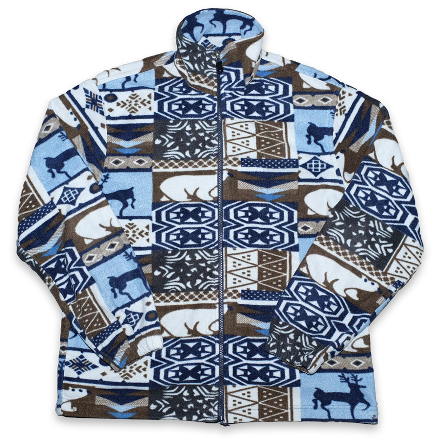 Vintage Pattern Fleece Jacket Large / XLarge - Double Double Vintage