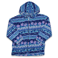 Vintage Pattern Hooded Fleece Jacket Medium - Double Double Vintage