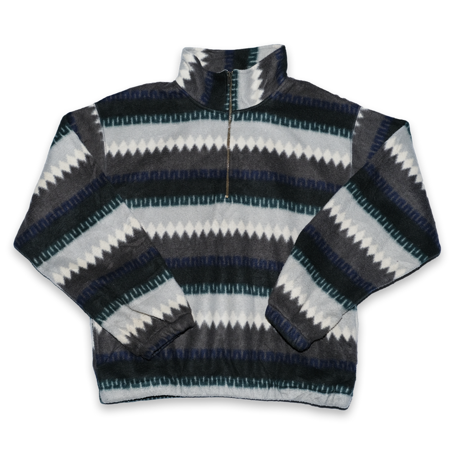 Vintage Pattern Q-Zip Fleece Large