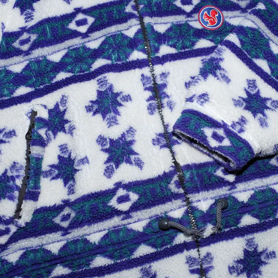 Vintage Hooded Pattern Fleece Jacket Large / XLarge