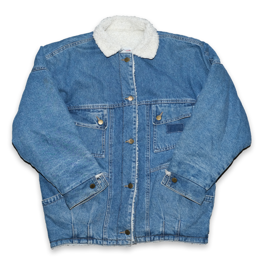 Vintage Denim Fur Jacket Large - Double Double Vintage