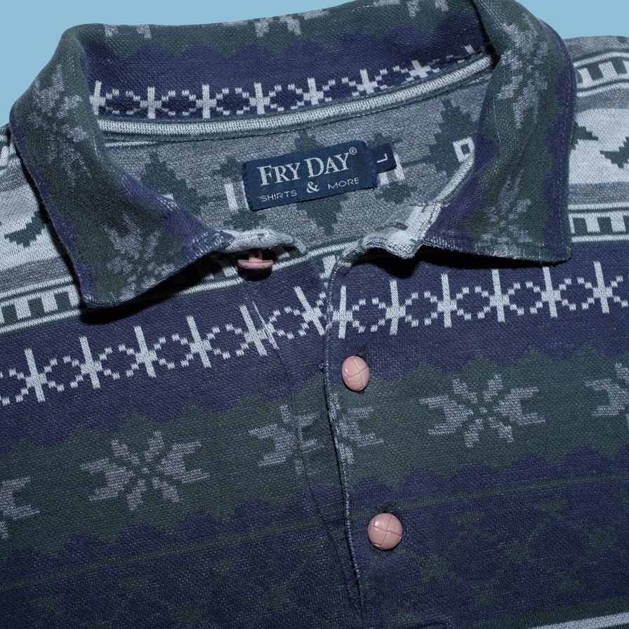 Vintage Pattern Long Polo XLarge - Double Double Vintage