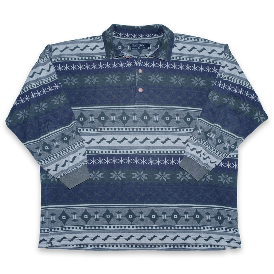 Vintage Pattern Long Polo XLarge - Double Double Vintage