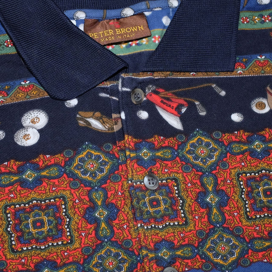 Vintage Golf Pattern Polo Medium / Large - Double Double Vintage