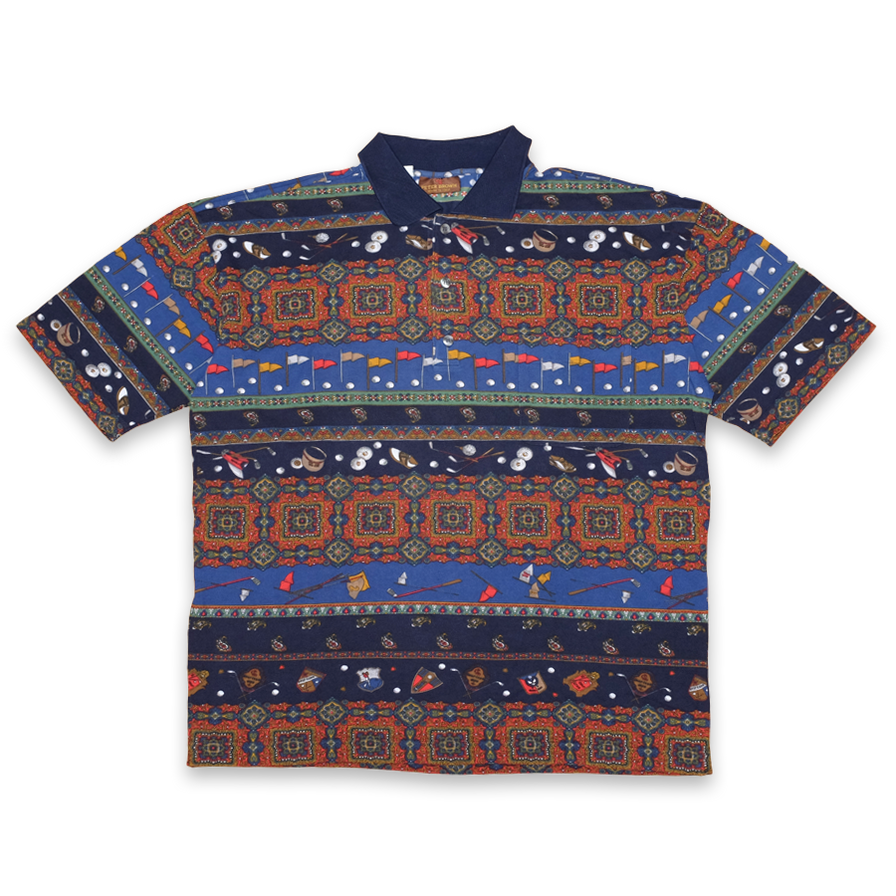 Vintage Golf Pattern Polo Medium / Large - Double Double Vintage