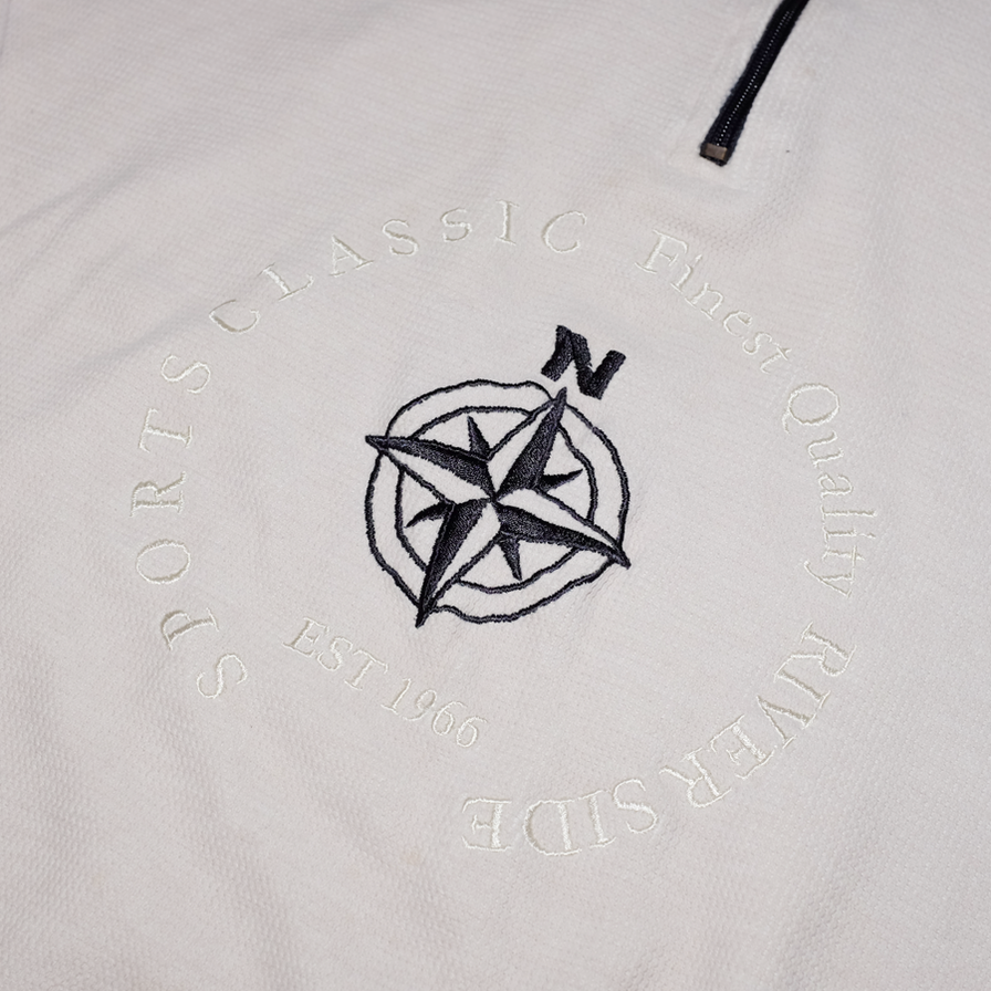 Compass Logo Q-Zip Sweatshirt Medium - Double Double Vintage