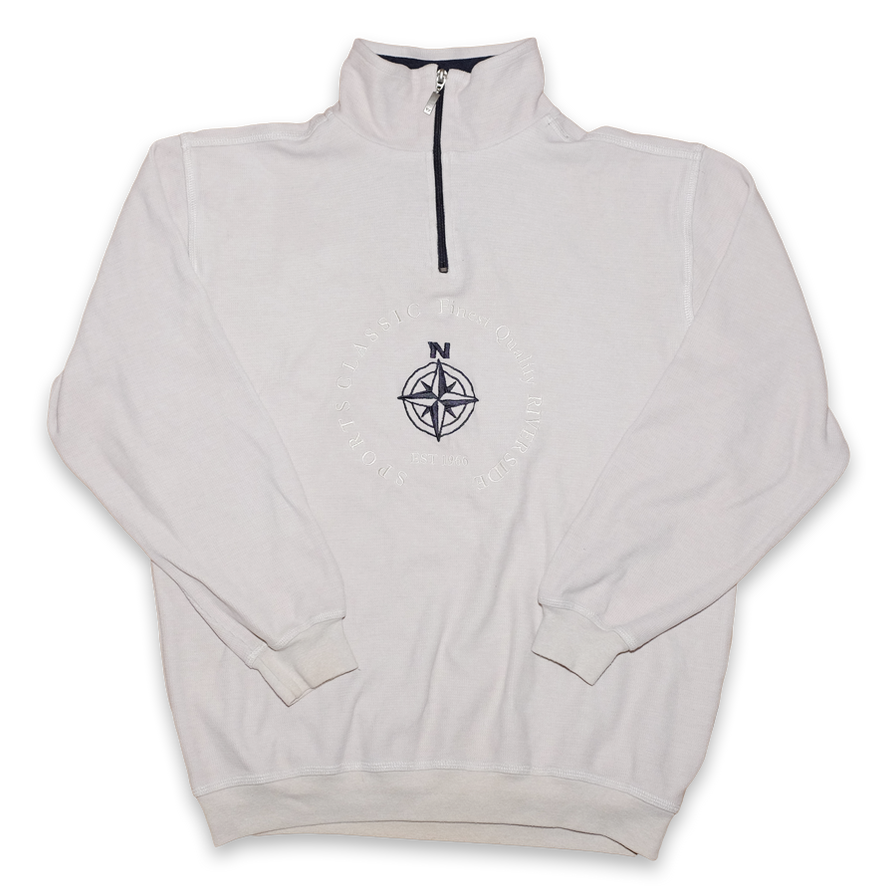 Compass Logo Q-Zip Sweatshirt Medium - Double Double Vintage