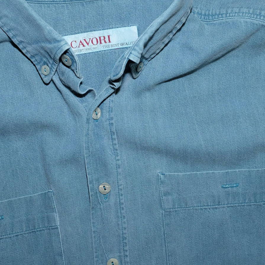 Vintage Washed Denim Shirt Large - Double Double Vintage