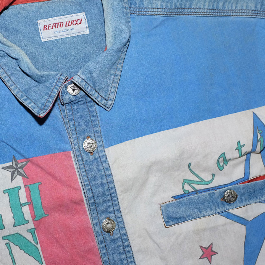 Vintage Pattern Denim Shirt XLarge - Double Double Vintage