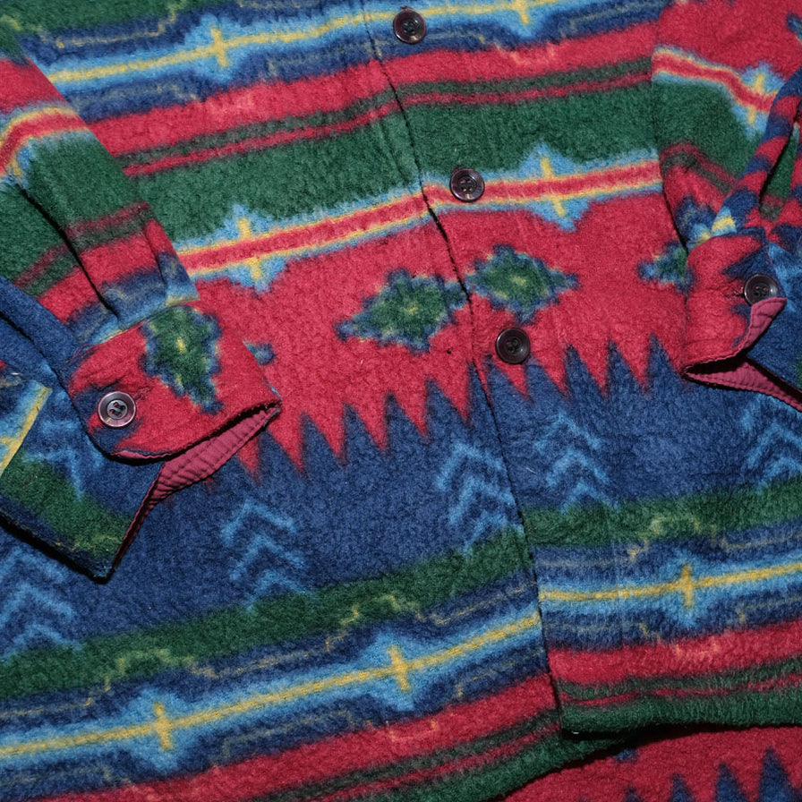 VIntage Fleece Pattern Flannel Shirt Large - Double Double Vintage