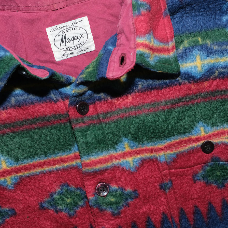 VIntage Fleece Pattern Flannel Shirt Large - Double Double Vintage