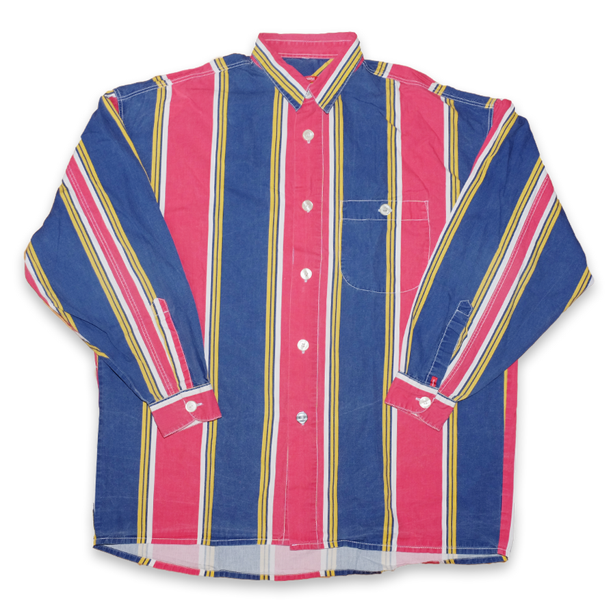 Vertical Striped Button Up Shirt XLarge / XXLarge - Double Double Vintage