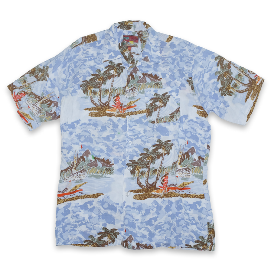 Vintage Pattern Tropical Island Shirt Large - Double Double Vintage
