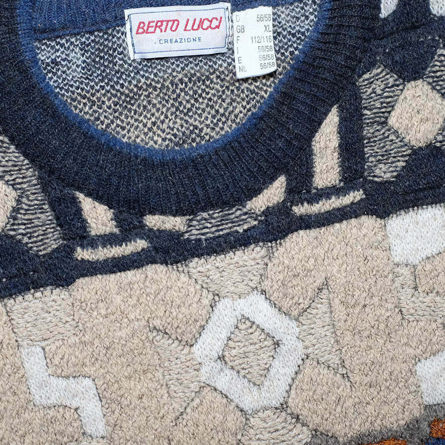 Vintage Pattern Knit Sweater XLarge - Double Double Vintage