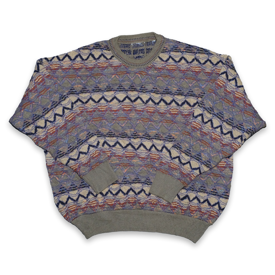 Vintage Pattern Knit Sweater Large - Double Double Vintage