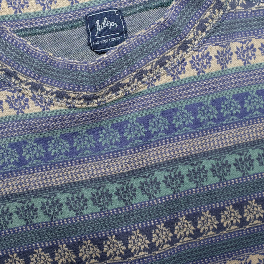 Vintage Pattern Mock Neck Sweater Large - Double Double Vintage